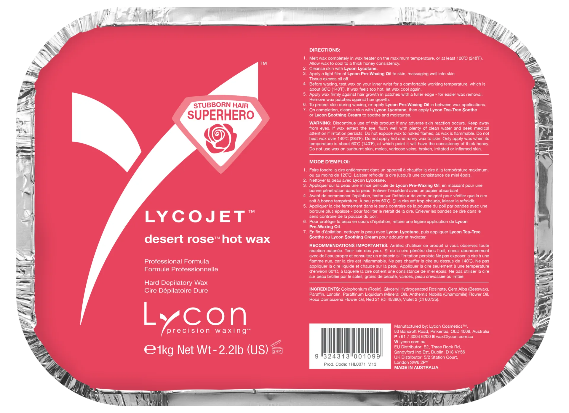 LYCOJET Desert Rose Hot Wax 1KG