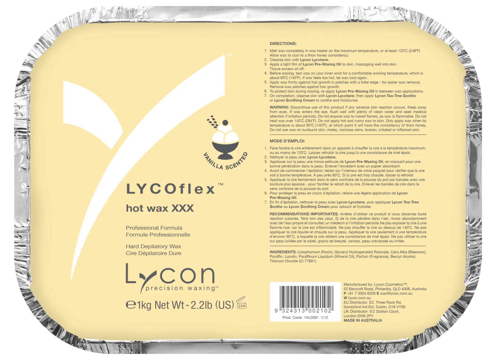 LYCOflex Vanilla Hot Wax 1KG